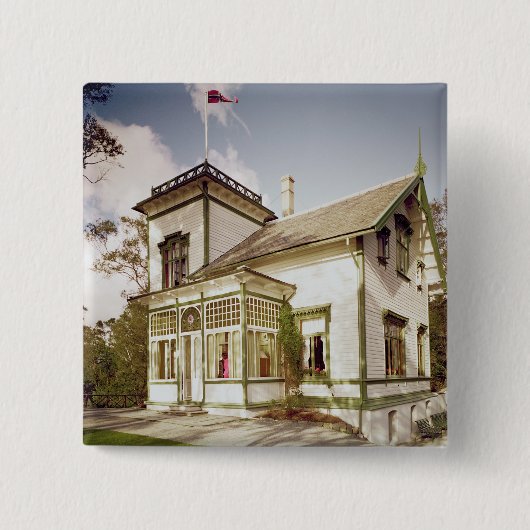 Huis van Edvard Grieg Vierkante Button 5,1 Cm (Voorkant)