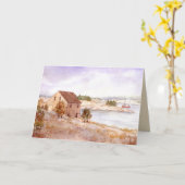 Huis van een Visser Noorwegen Kust Aquarel Schilde Kaart (Gele Bloem)