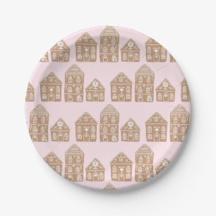 Huis van Gemberkoek Dorp Illustratie Papieren Bordje
