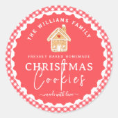 Huis van gemberkoek Gingham kerstkoekjes label (Voorkant)