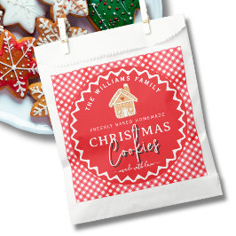 Huis van gemberkoek Gingham Kerstkoekjes Label Bedankzakje