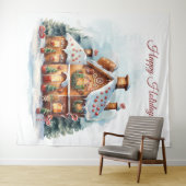 Huis van Gemberkoek Kerst Achtergrond Wandkleed (In Situ (horizontaal))