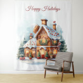 Huis van Gemberkoek Kerst Achtergrond Wandkleed (In situ)