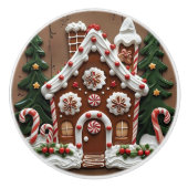 Huis van Gemberkoek Kerst Keramische Knop (Voorkant)