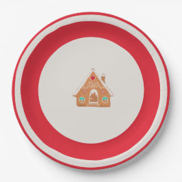 Huis van Gemberkoek Kerstplaat Rood Papieren Bordje