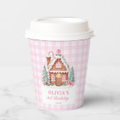 Huis van Gemberkoek Meisje Verjaardagsfeestje  Papieren Bekers (Voorkant)