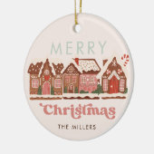 Huis van Gemberkoek Modern Prettig Kerstfeest Keramisch Ornament (Links)