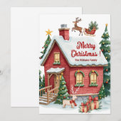 Huis van Gemberkoek Rendieren Sparrenbomen Feestdagenkaart (Voorkant / Achterkant)