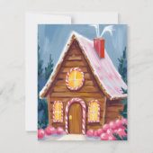 Huis van Gemberkoek Roze Kerstmis Feestdagenkaart (Voorkant)