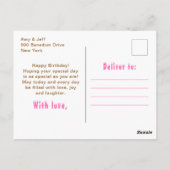 Huis van Gingerbread Roze en Blauw Gefeliciteerd m Briefkaart (Achterkant)