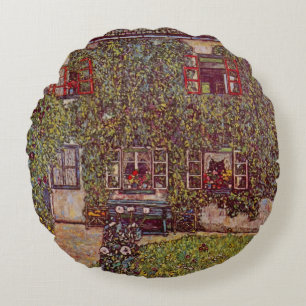 Huis van Guardaboschi door Gustav Klimt, Vintage K Rond Kussen