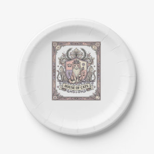 Huis Van Katten Katten Heraldiek Wapen Vintage Papieren Bordje