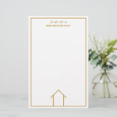 Huis van onroerend goed Eenvoudig Chic Goud Aangep Briefpapier (Staand voorkant)