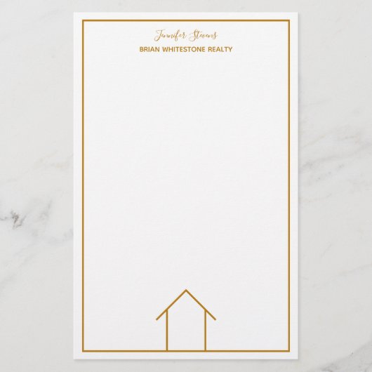 Huis van onroerend goed Eenvoudig Chic Goud Aangep Briefpapier (Voorkant)