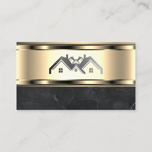 Huis van onroerend goed | Goud Metaal Visitekaartje (Achterkant)