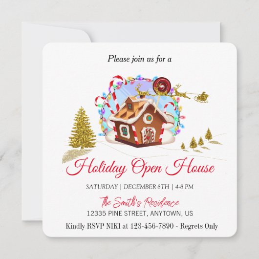 Huis van peperkoek en gouden kerstman vakantie  feestdagenkaart (Voorkant)