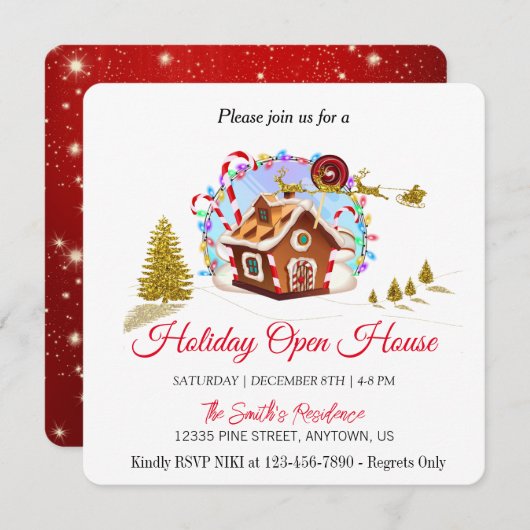 Huis van peperkoek en gouden kerstman vakantie  feestdagenkaart (Voorkant / Achterkant)