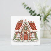 Huis van peperkoek feestdagenkaart (Staand voorkant)