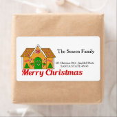 Huis van peperkoek Prettig kerstfeest  adreslabel Etiket (Insitu)