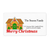 Huis van peperkoek Prettig kerstfeest  adreslabel Etiket (Voorkant)