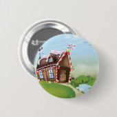 Huis van peperkoek ronde button 5,7 cm (Voorkant /achterkant)