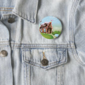 Huis van peperkoek ronde button 5,7 cm (In situ)