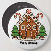 Huis van peperkoek ronde button 6,0 cm (Voorkant /achterkant)