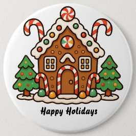Huis van peperkoek ronde button 6,0 cm
