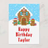 Huis van Peperkoek Rood en Blauw Gefeliciteerd met Briefkaart (Voorkant)