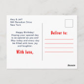 Huis van Peperkoek Rood en Marineblauw Gefelicitee Briefkaart (Achterkant)