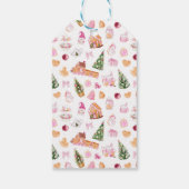 Huis van Peperkoek Roze Kerstmis Cadeaulabel (Achterkant)