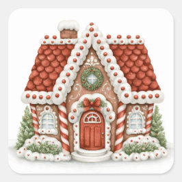 Huis van peperkoek vierkante sticker