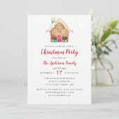 Huis van Peperkoek Zoete Kerstfeest Uitnodiging (Staand voorkant)