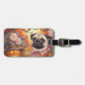 Huis van Pug Dog & Halloween, herfst Bagagelabel (Voorkant horizontaal)