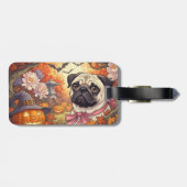 Huis van Pug Dog & Halloween, herfst Bagagelabel (Achterkant horizontaal)