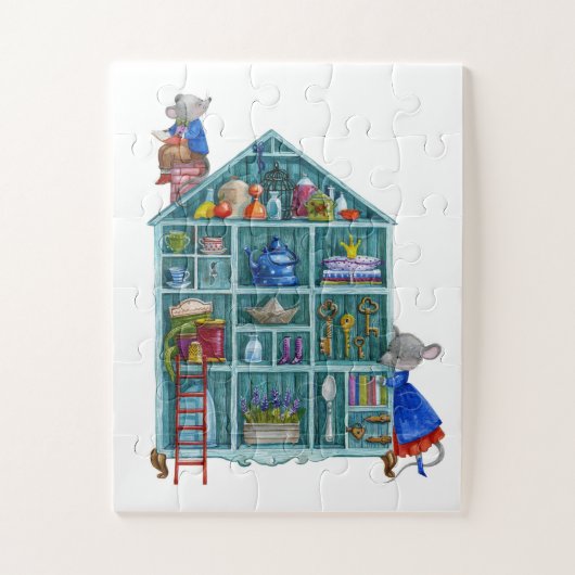 Huis van twee schattige kleine muizen legpuzzel (Verticaal)