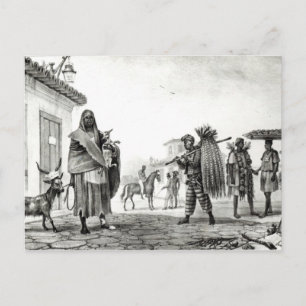 Huis van verkoop voor huur, paarden en geiten briefkaart