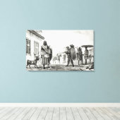 Huis van verkoop voor huur, paarden en geiten canvas afdruk (Insitu (Houten vloer))