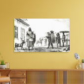 Huis van verkoop voor huur, paarden en geiten canvas afdruk (Insitu (Woonkamer))