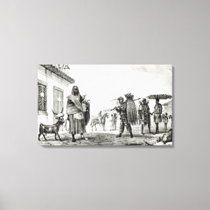 Huis van verkoop voor huur, paarden en geiten canvas afdruk