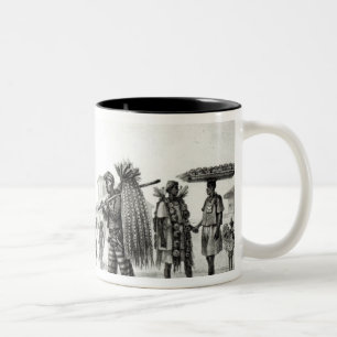 Huis van verkoop voor huur, paarden en geiten tweekleurige koffiemok