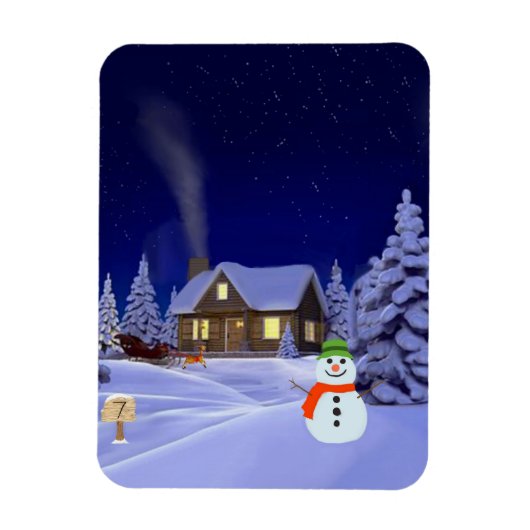 Huis van Winterpuzzel in Jigzaag Magneet (Verticaal)