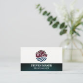 Huis Vastgoed logo Grunge Blauw Groen Visitekaartje (Staand voorkant)