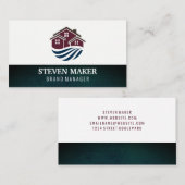 Huis Vastgoed logo Grunge Blauw Groen Visitekaartje (Voorkant / Achterkant)