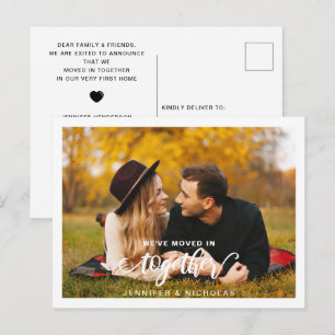 Huis verhuis aankondiging met koppel foto briefkaart