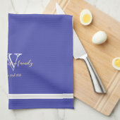 Huis Verwarming Geschenk Monogram Familienaam Chic Theedoek (Quarter Fold)