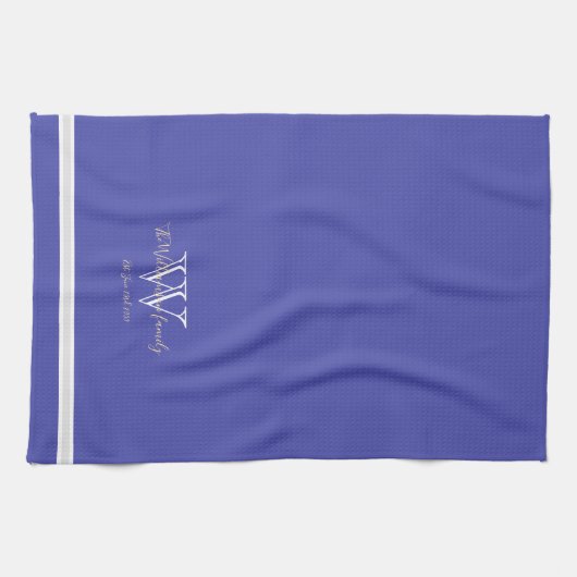 Huis Verwarming Geschenk Monogram Familienaam Chic Theedoek (Horizontaal)