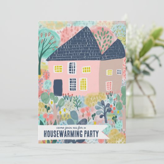 Huis Verwarming Nieuwe Thuis Tuin Aquarel Cute Fee Kaart (Staand voorkant)