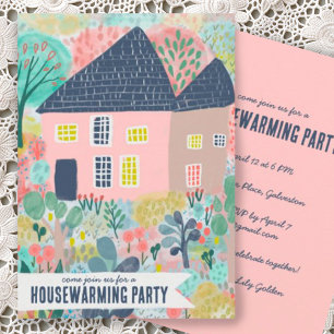 Huis Verwarming Nieuwe Thuis Tuin Aquarel Cute Fee Kaart