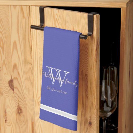 Huis Verwarmings Cadeau Monogram Familie Naam Chic Theedoek (Derde Gevouwen)